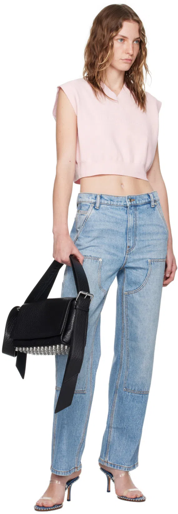 ALEXANDER WANG Black Leather Ricco Medium Shoulder Bag