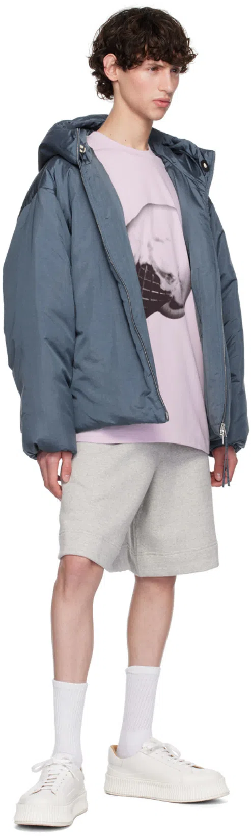 JIL SANDER Gray Drawstring Shorts In 052 Powder Green