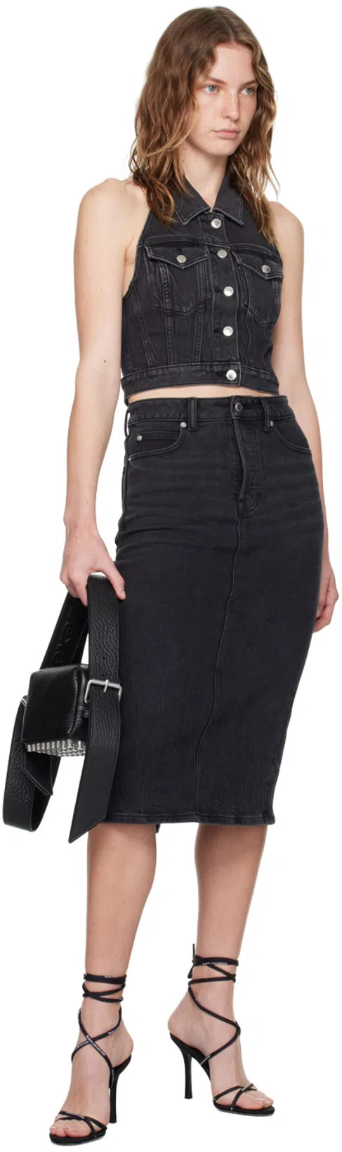 ALEXANDER WANG Black Leather Small Ricco Shoulder Bag