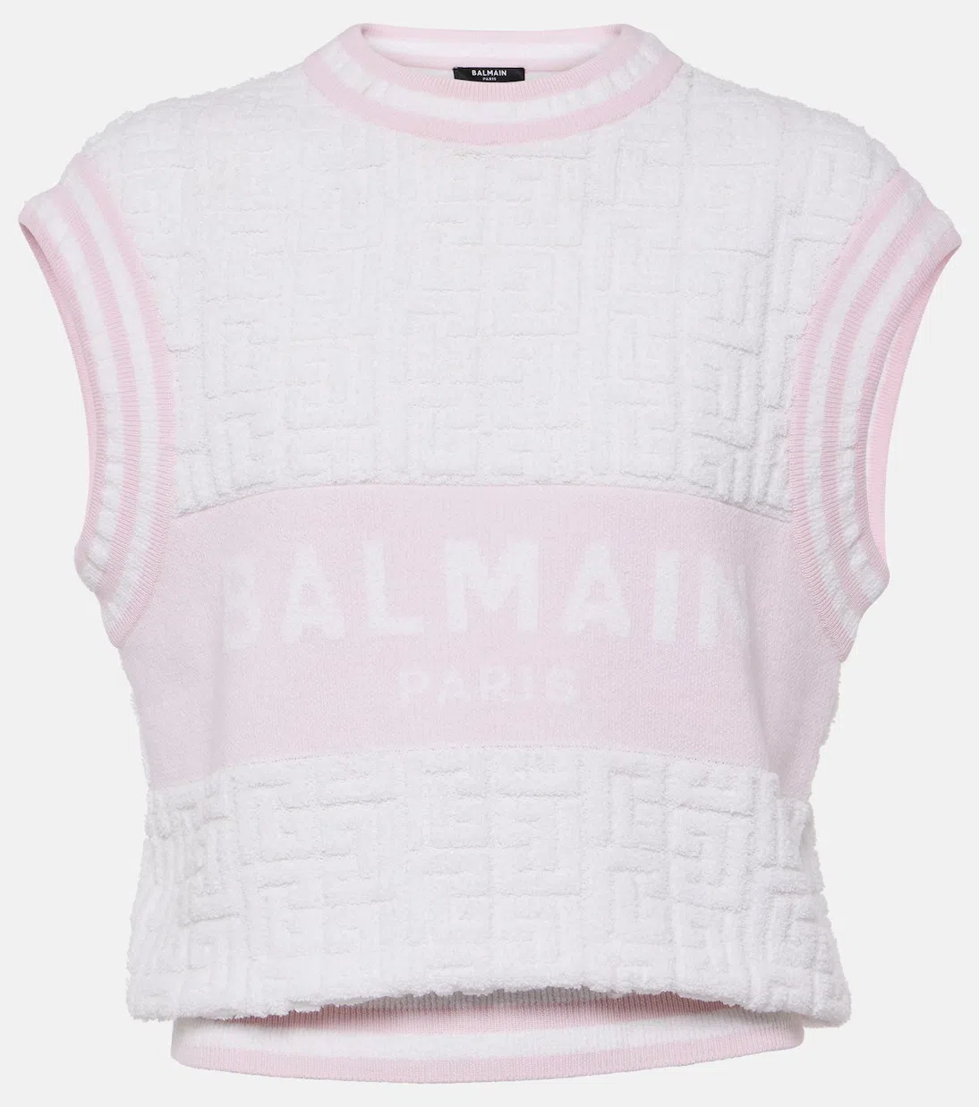 BALMAIN Logo-monogram Crewneck Vest In White