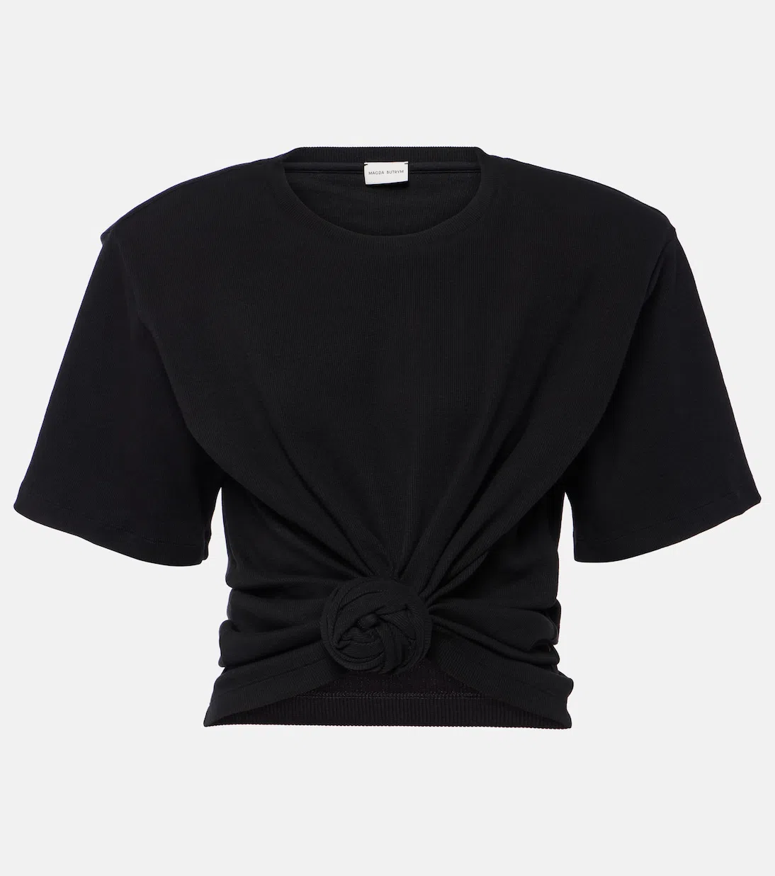 MAGDA BUTRYM Knotted Ribbed Black T-shirt