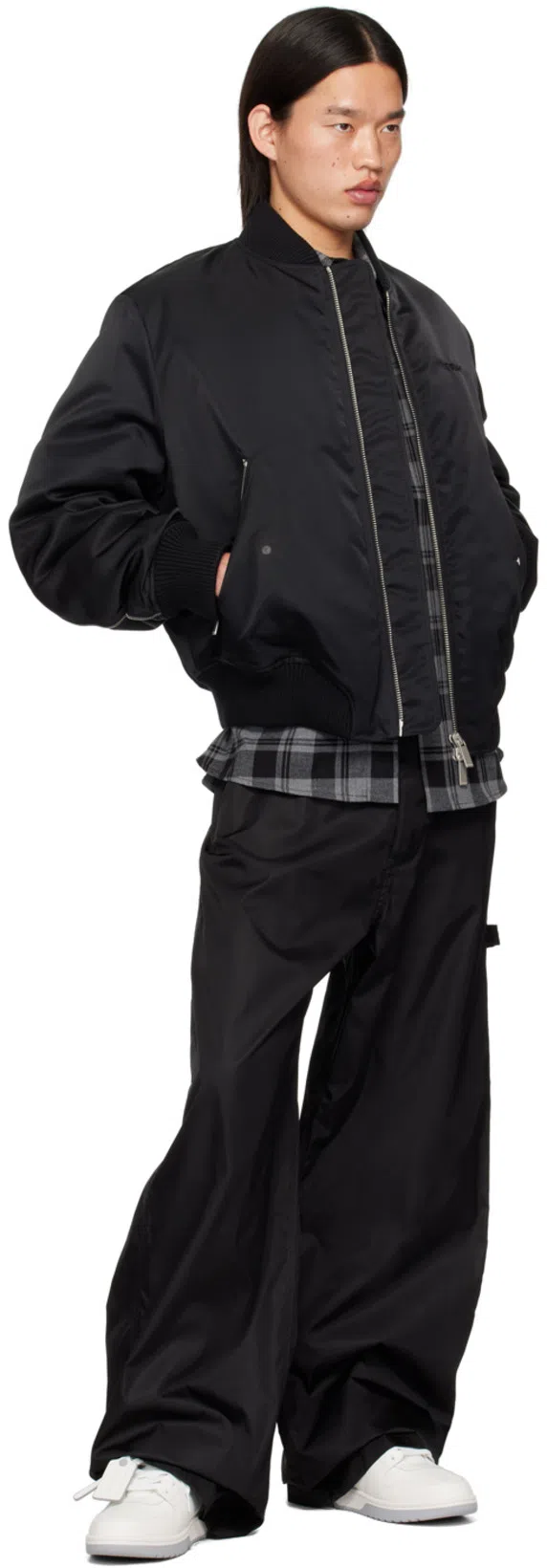 OFF-WHITE Arrow Nylon Bomber Jacket In Black