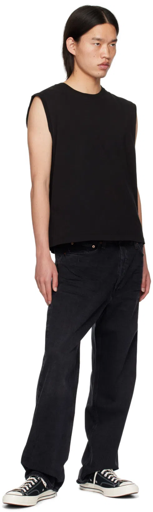 AGOLDE Straight Leg Jeans Belt Loops In Black