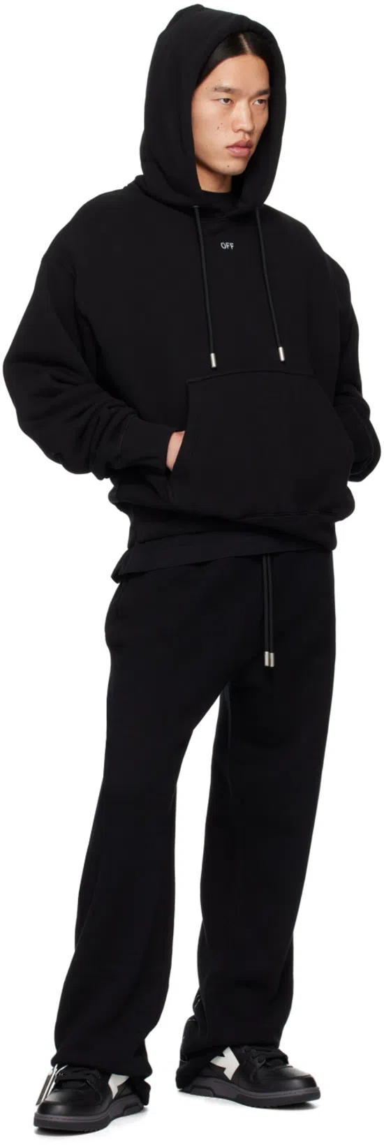 OFF-WHITE Oversized Black T-shirt With Contrasting Logo Print In Cotton