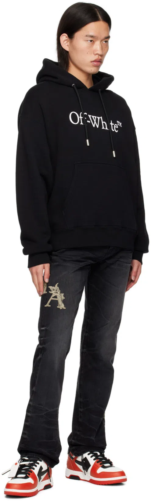 OFF-WHITE Cotton Sweatshirt Whit Frontal Logo Print In Black
