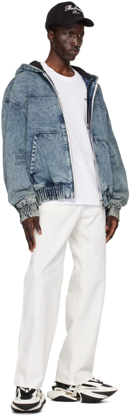 BALMAIN Unicorn Low-top Sneakers In Neoprene And Leather In Black