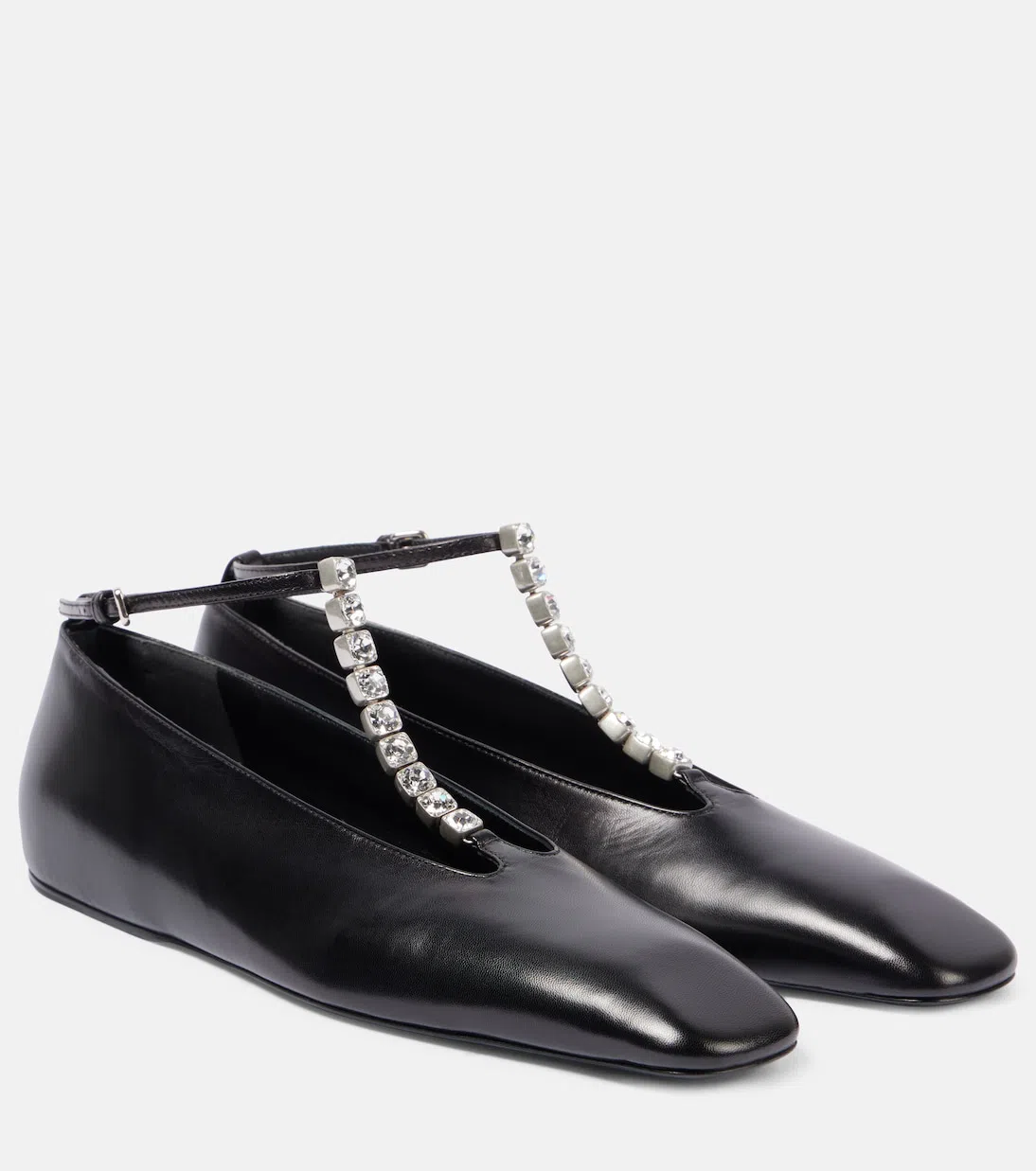 JIL SANDER Crystal-embellished Ballet Flats Black