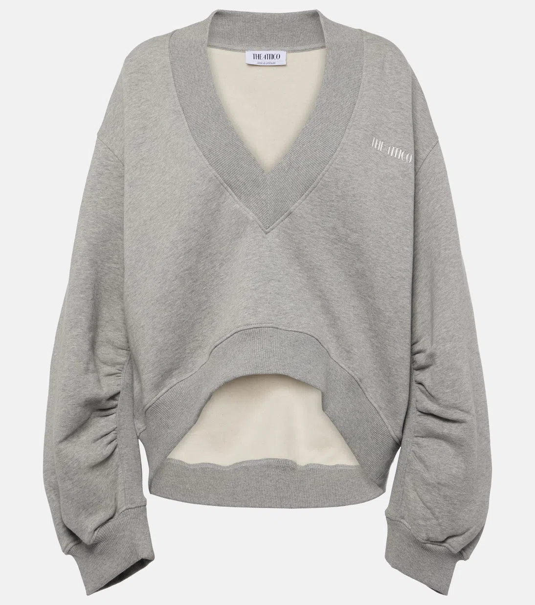 ATTICO Oversized Cropped Cotton Sweatshirt In Gray