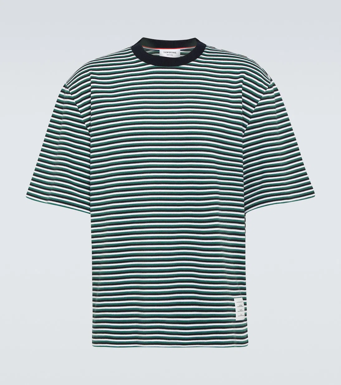 THOM BROWNE "striped Oversized Jersey T-shirt" In Green