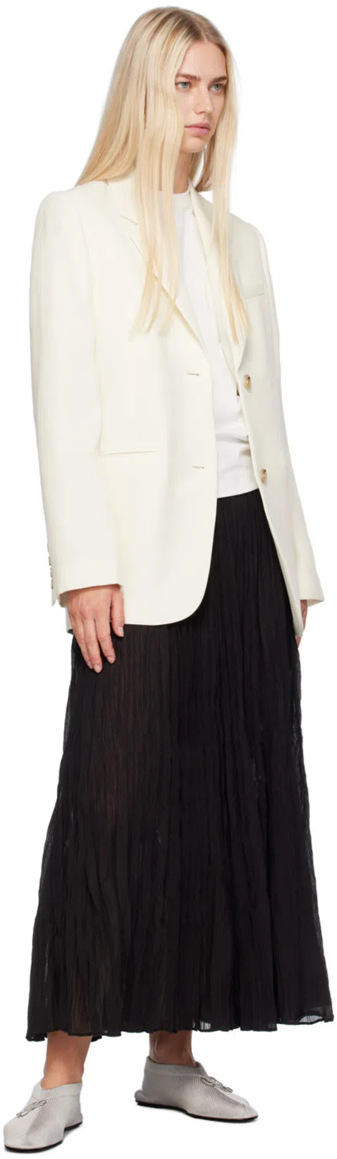 TOTÊME Knitted Bow Ballerina Flats In Matte Silver