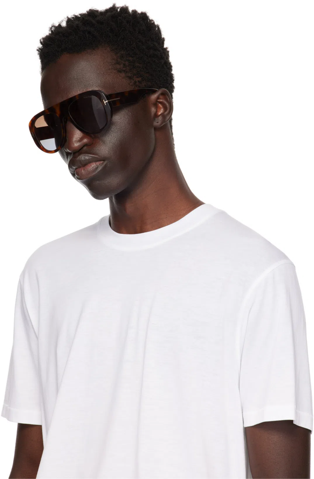 TOM FORD Mens White Crewneck Short-sleeve Cotton-blend Stretch-jersey T-shirt