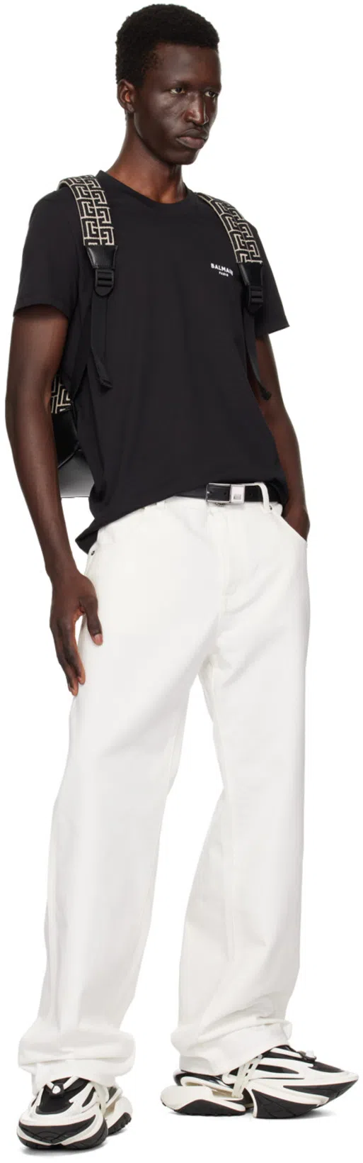 BALMAIN Unicorn Low-top Sneakers In Neoprene And Leather In Black