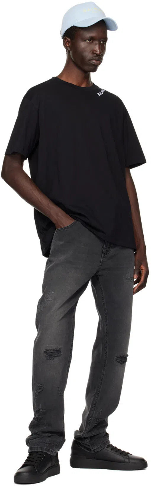 BALMAIN B Court Sneakers Flat Sole Round Toe In Multi