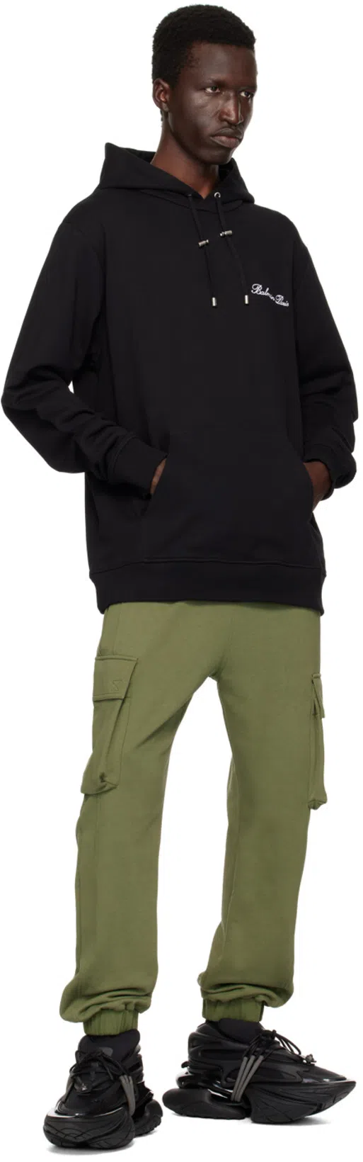 BALMAIN Signature Hooded Sweatshirt In Black