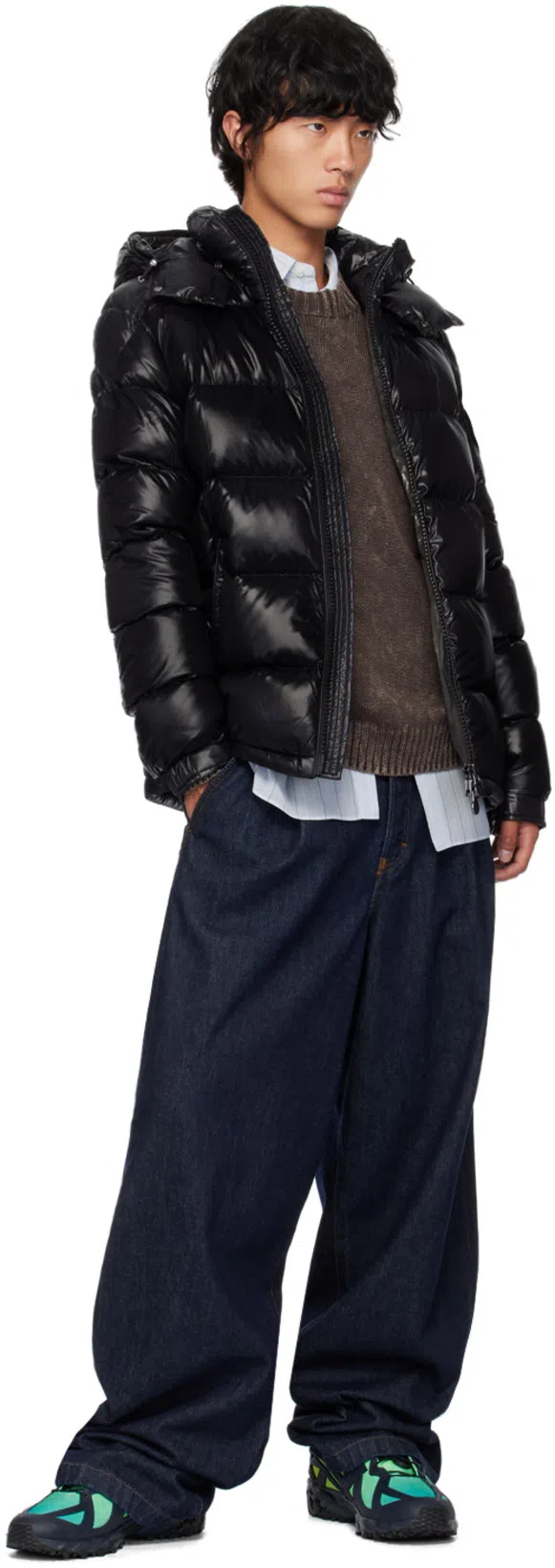 MONCLER Men Detachable Hood Padded Down Jacket In Black