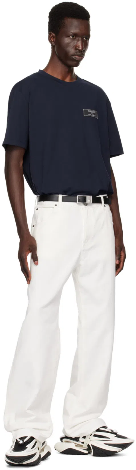 BALMAIN Unicorn Low-top Sneakers In Neoprene And Leather In Black