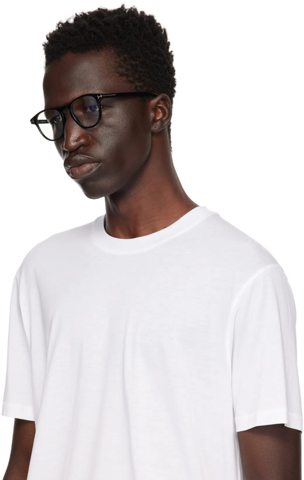 TOM FORD Mens White Crewneck Short-sleeve Cotton-blend Stretch-jersey T-shirt