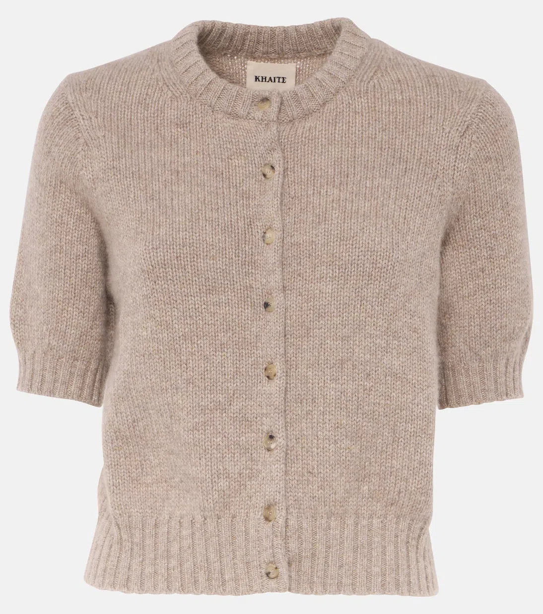 KHAITE Nora Cropped Button-up Cardigan In Brown