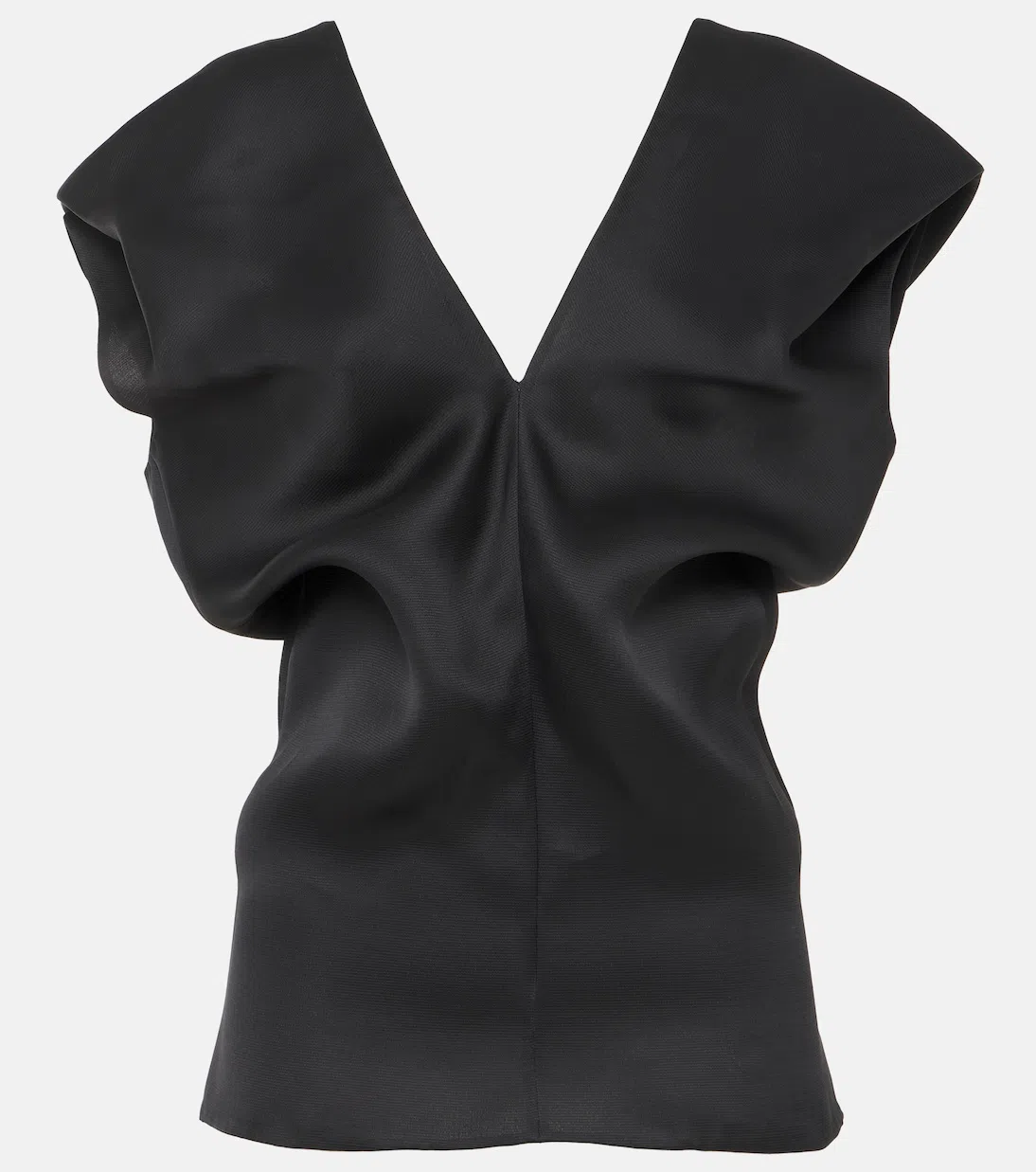 KHAITE V-neck Silk Top In Black