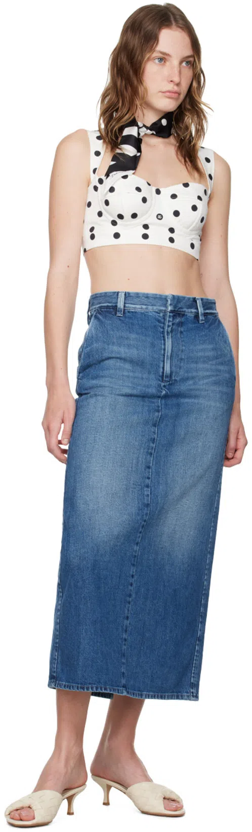 VALENTINO Rock Aus Mittelblauem Denim Frau Denim 44 In Blue