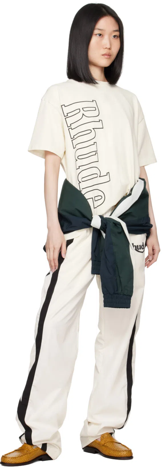 RHUDE Off-white & Black Ski Track Pants In 0128 White/black