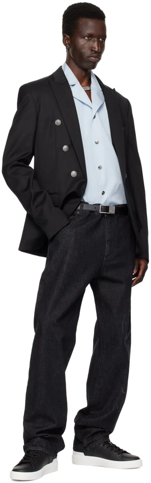 BALMAIN Button-embellished Wool Blazer In Black