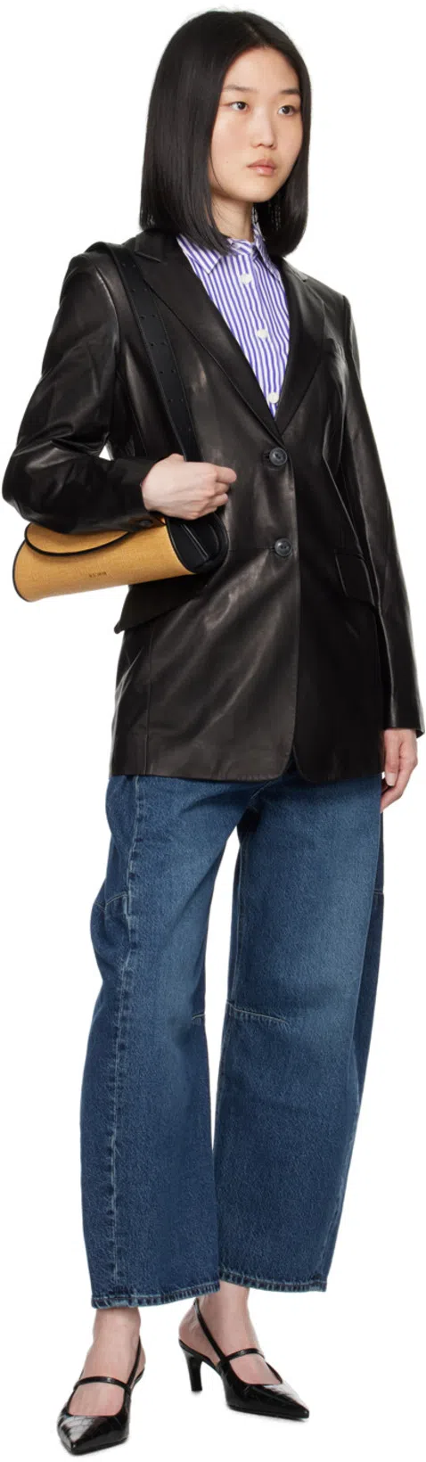 TOTÊME Toteme Croc-embossed Leather Slingback Pump In Black