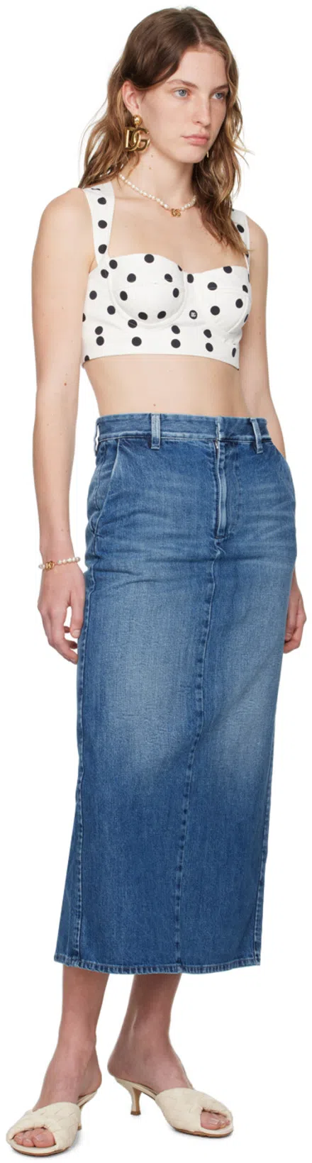 VALENTINO Rock Aus Mittelblauem Denim Frau Denim 44 In Blue