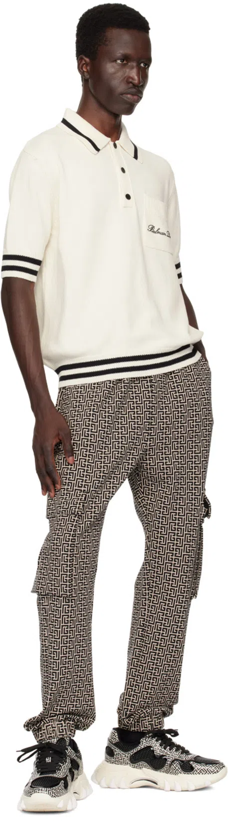 BALMAIN Logo Signature Embroidered Polo T-shirt In White