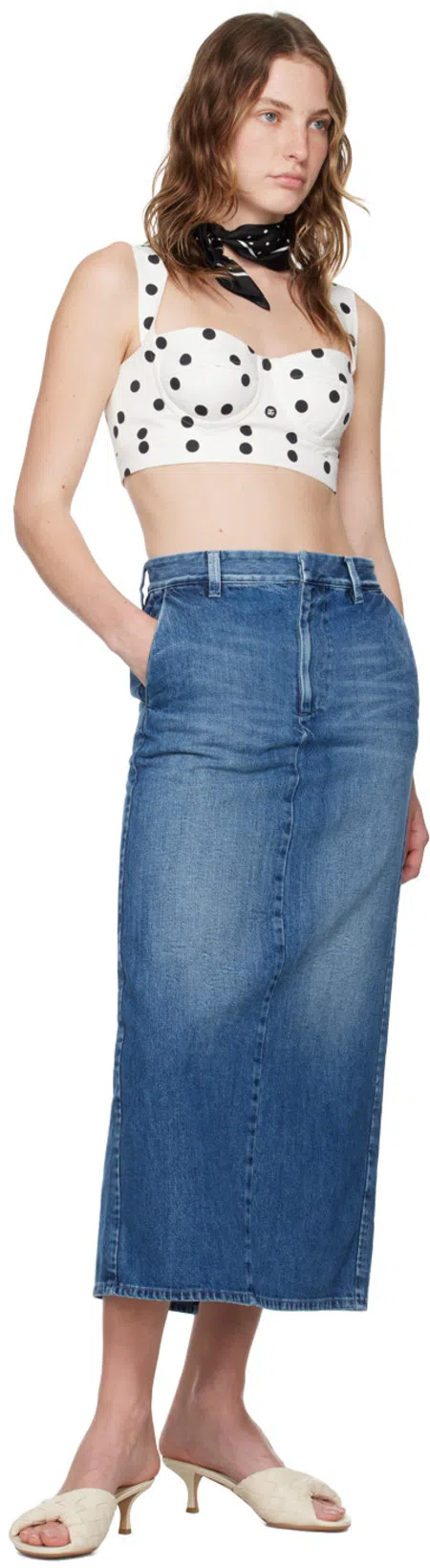 VALENTINO Rock Aus Mittelblauem Denim Frau Denim 44 In Blue