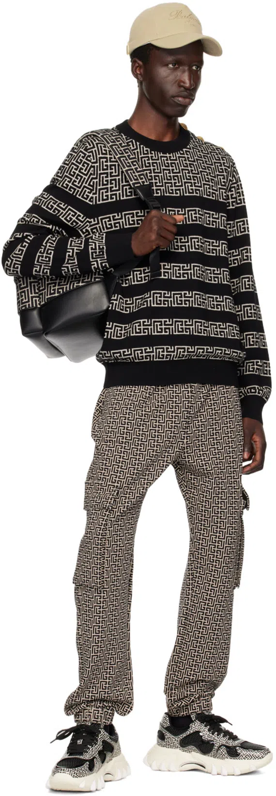 BALMAIN Embroidered-logo Cotton Cap In Nude