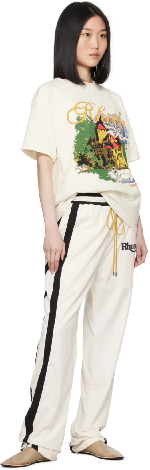 RHUDE Off-white & Black Ski Track Pants In 0128 White/black