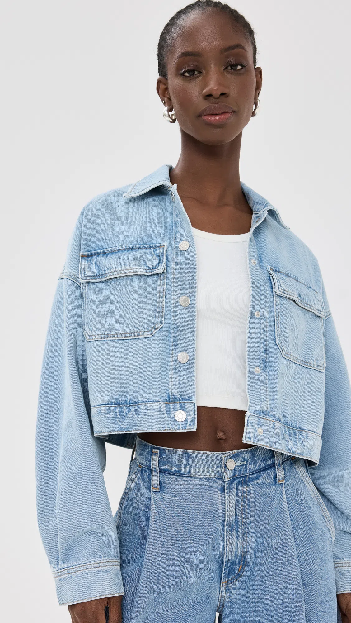 AGOLDE Luka Cropped Organic Denim Jacket In Blue