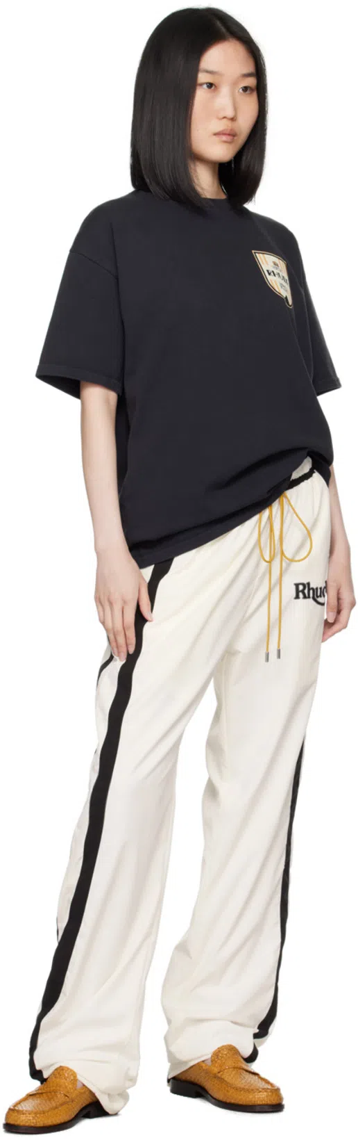 RHUDE Off-white & Black Ski Track Pants In 0128 White/black