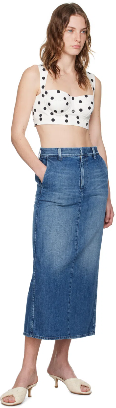 VALENTINO Rock Aus Mittelblauem Denim Frau Denim 44 In Blue