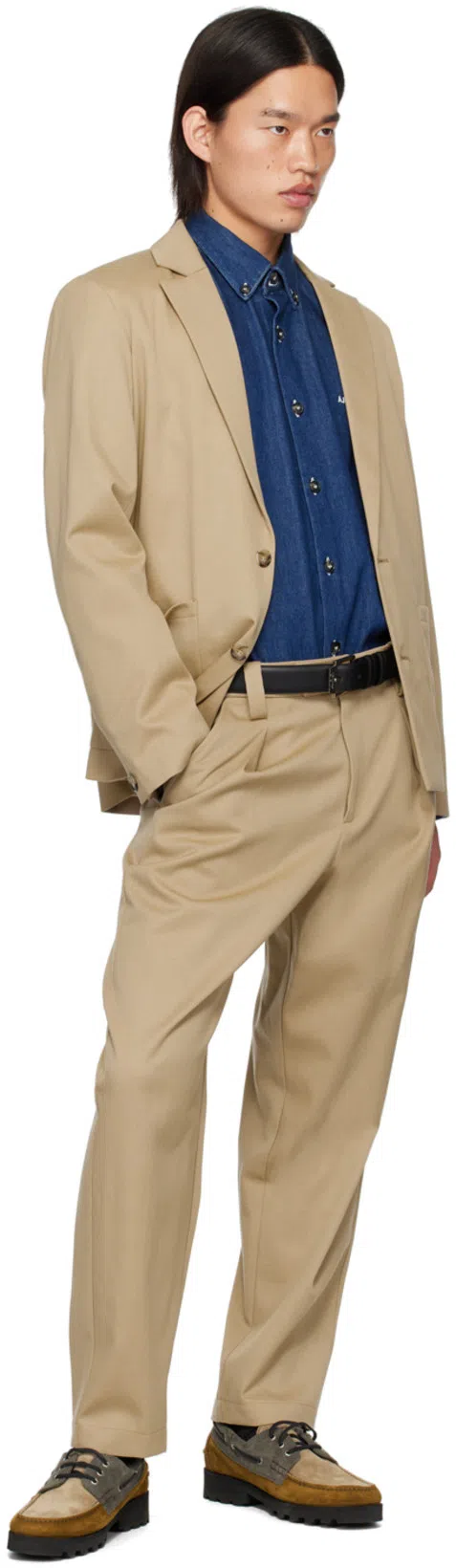 APC A.p.c. Button-down Denim Shirt With Logo Detail In Blue