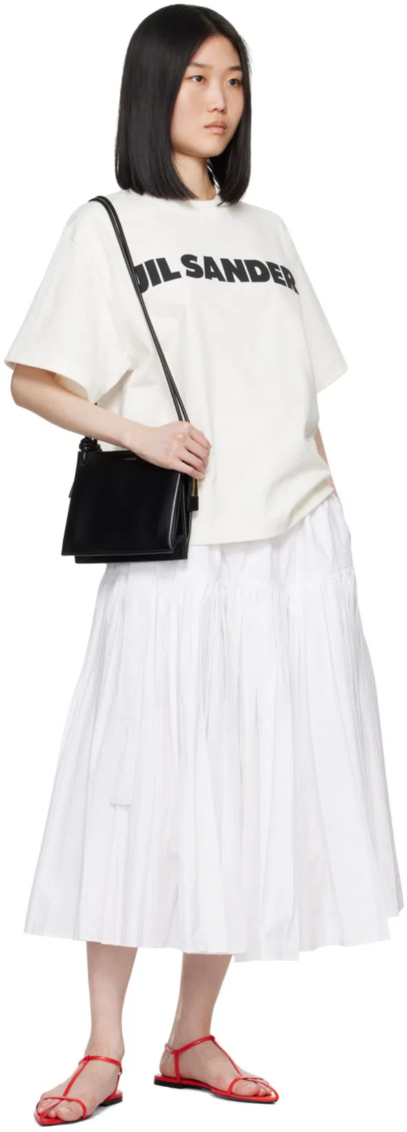 JIL SANDER Cotton T-shirt With Bold Logo And Classic Cut In White