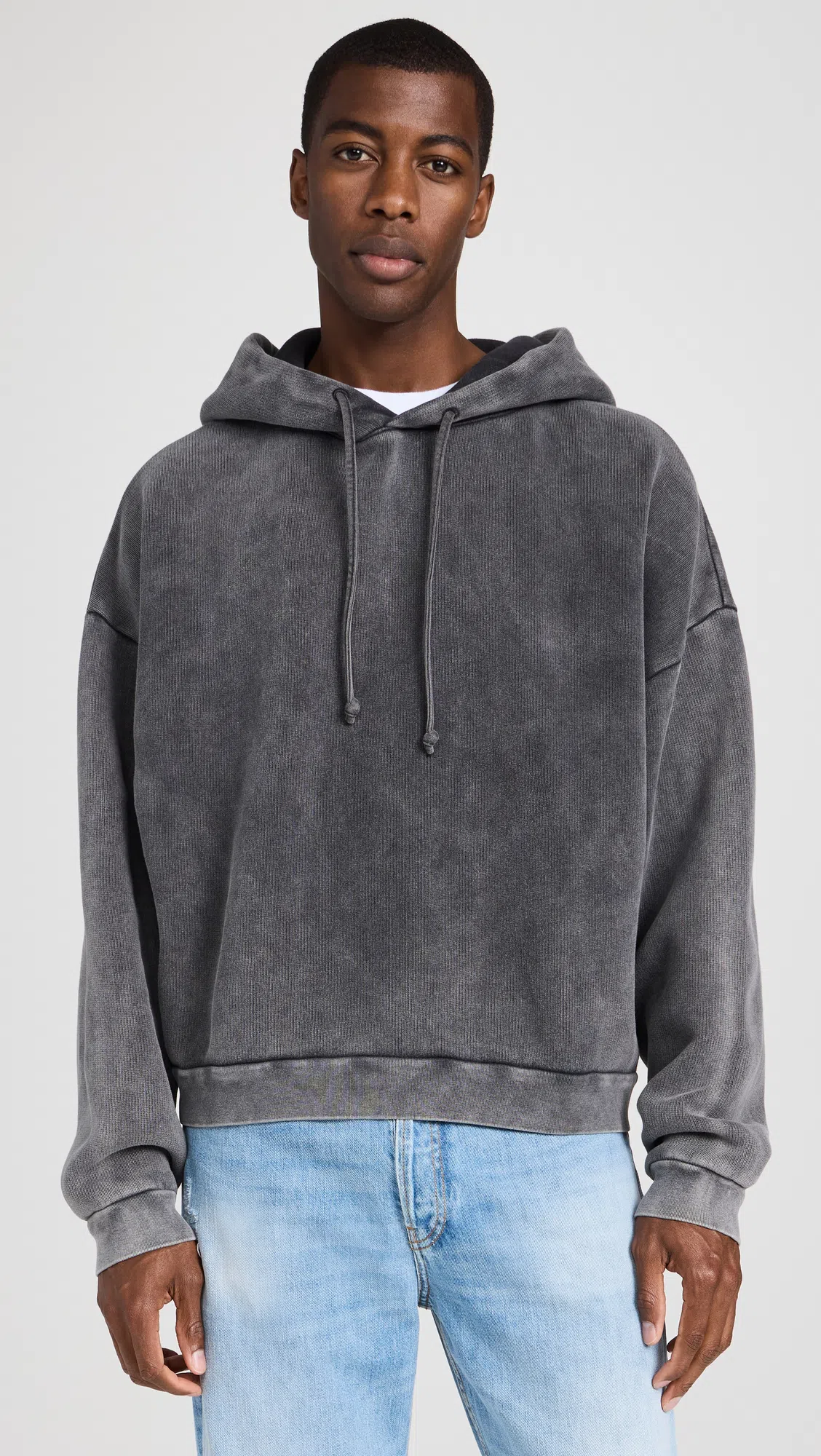 ACNE STUDIOS Men Logo Cotton Hoodie In Gray