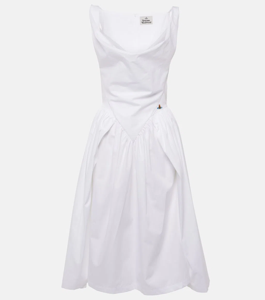 VIVIENNE WESTWOOD Sunday Draped Cotton And Silk Midi Dress In White