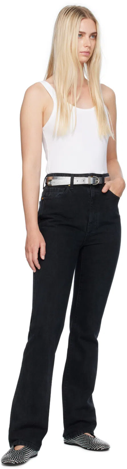 KHAITE Marcy Crystal-embellished Satin Ballet Flats In Black