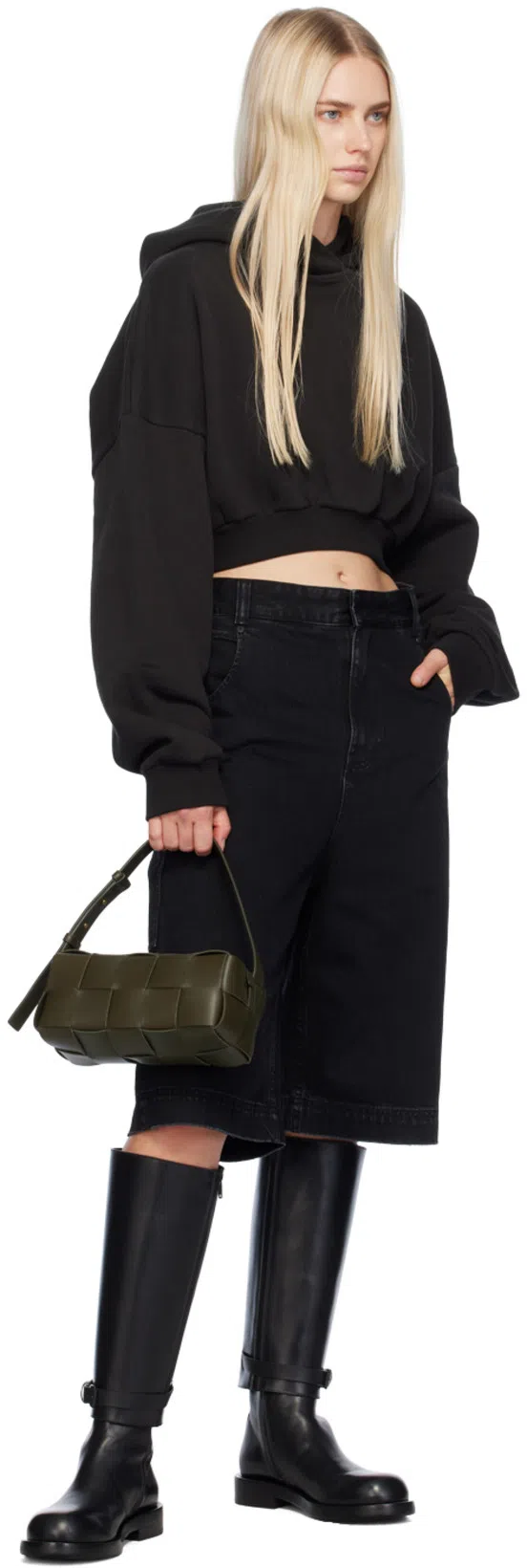 ENTIRE STUDIOS Cropped Heavy Hood In Black