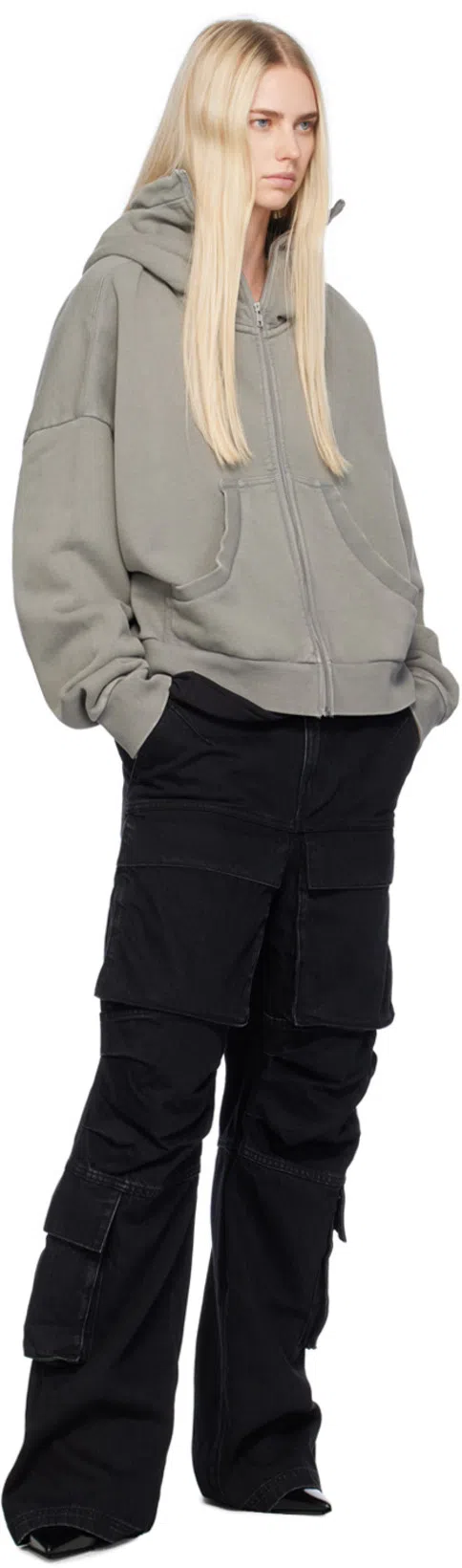 ENTIRE STUDIOS Grey Cropped Cotton Sweatshirt