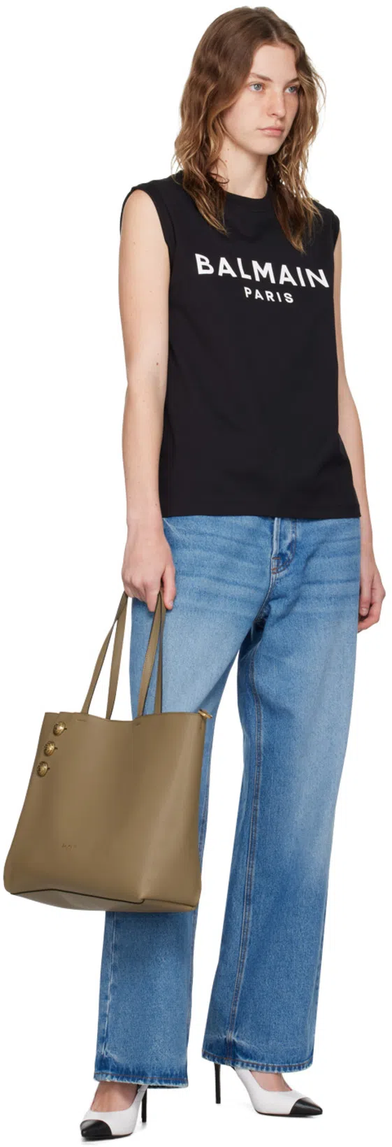 BALMAIN Pointed-toe Leather Pumps In Black And White