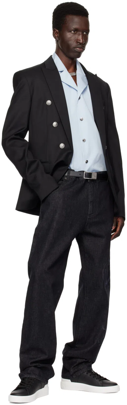 BALMAIN Button-embellished Wool Blazer In Black