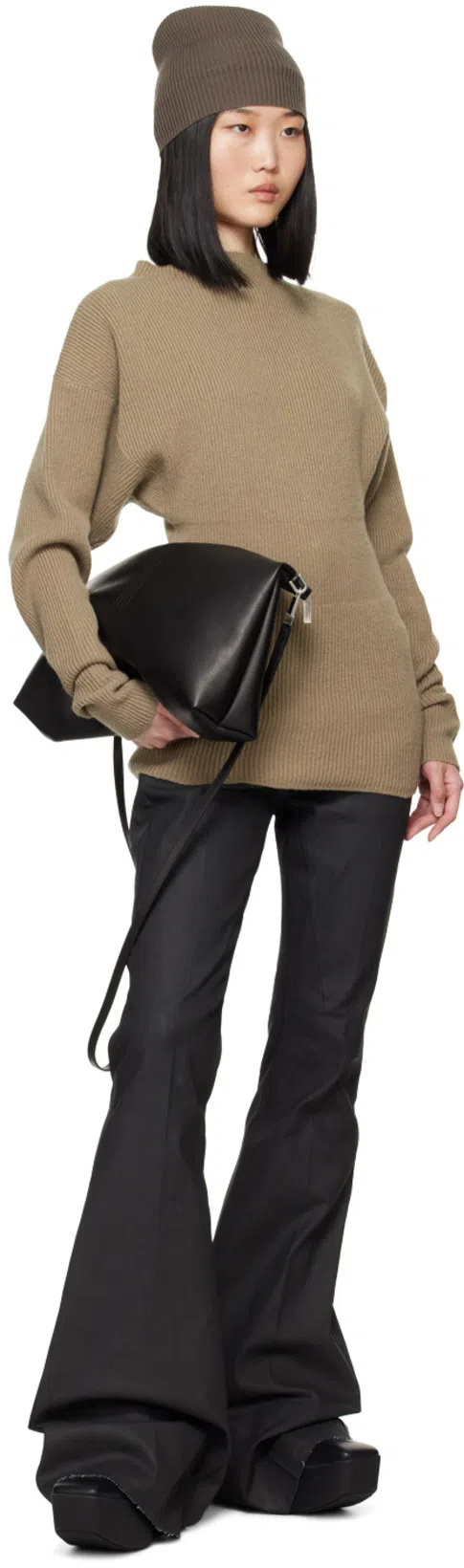 RICK OWENS Black Sliver Platform Kowboy Boots In 09 Black