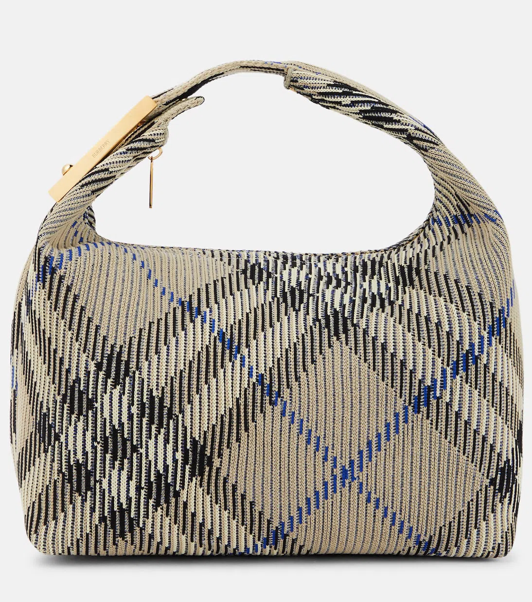 BURBERRY Mini Peg Check Knitted Bag In Neutrals