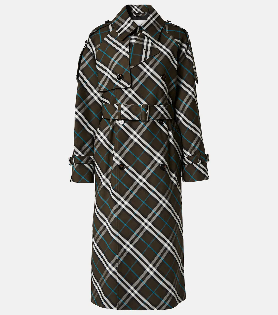 BURBERRY Snug Check-print Long Trench Coat In Multi