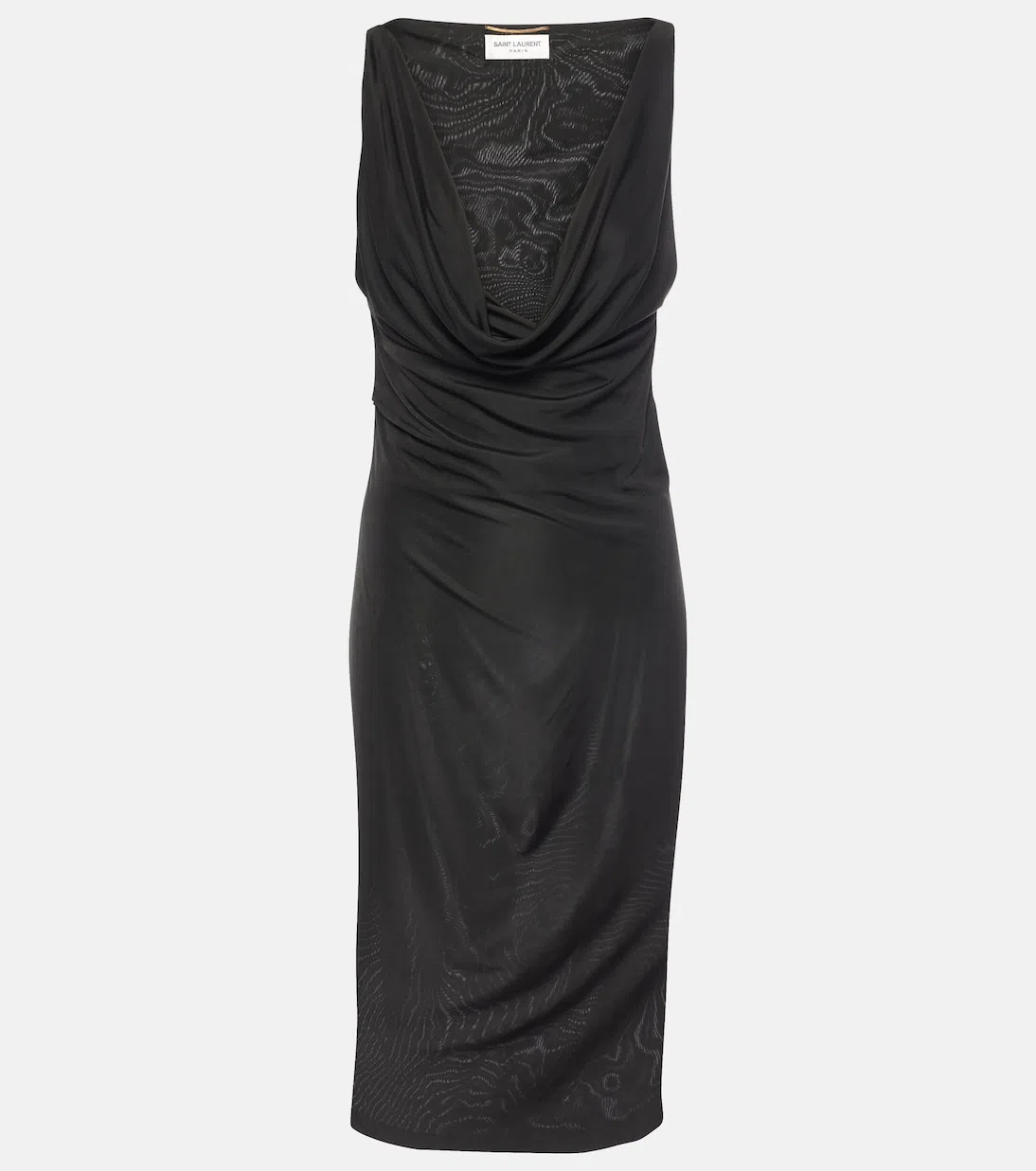 SAINT LAURENT Draped Midi Dress In Noir