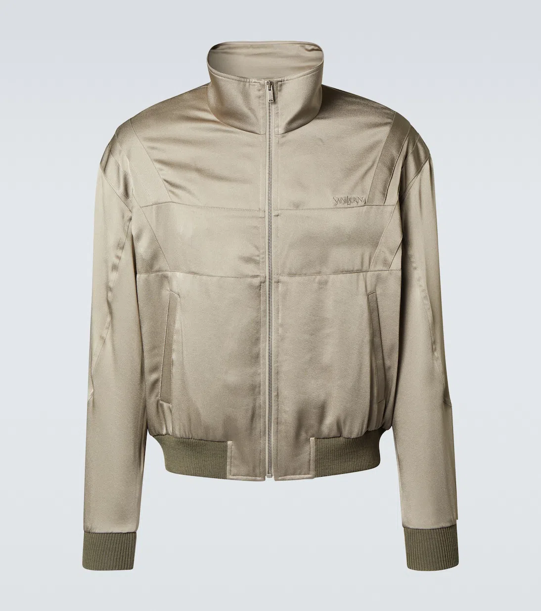 SAINT LAURENT Teddy Zip-up Bomber Jacket In Khaki