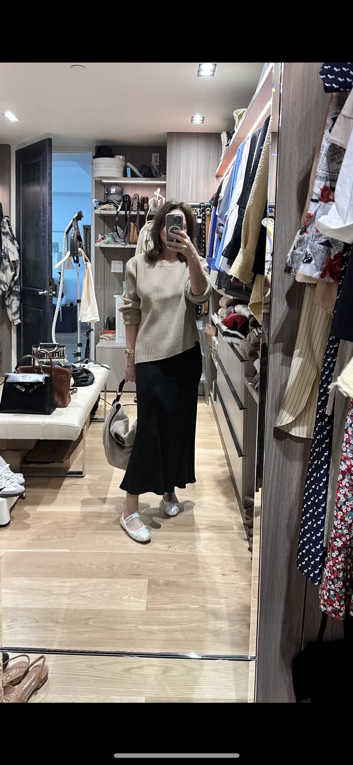 MIU MIU Leather Mary Jane Ballerina Flats In Bianco